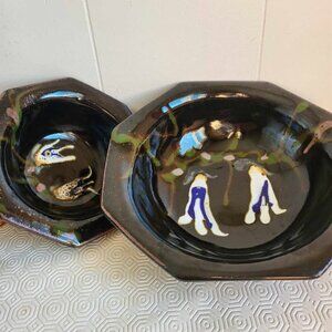 Charlie Farrero Pottery 2 pce Octagonal Bowl Set